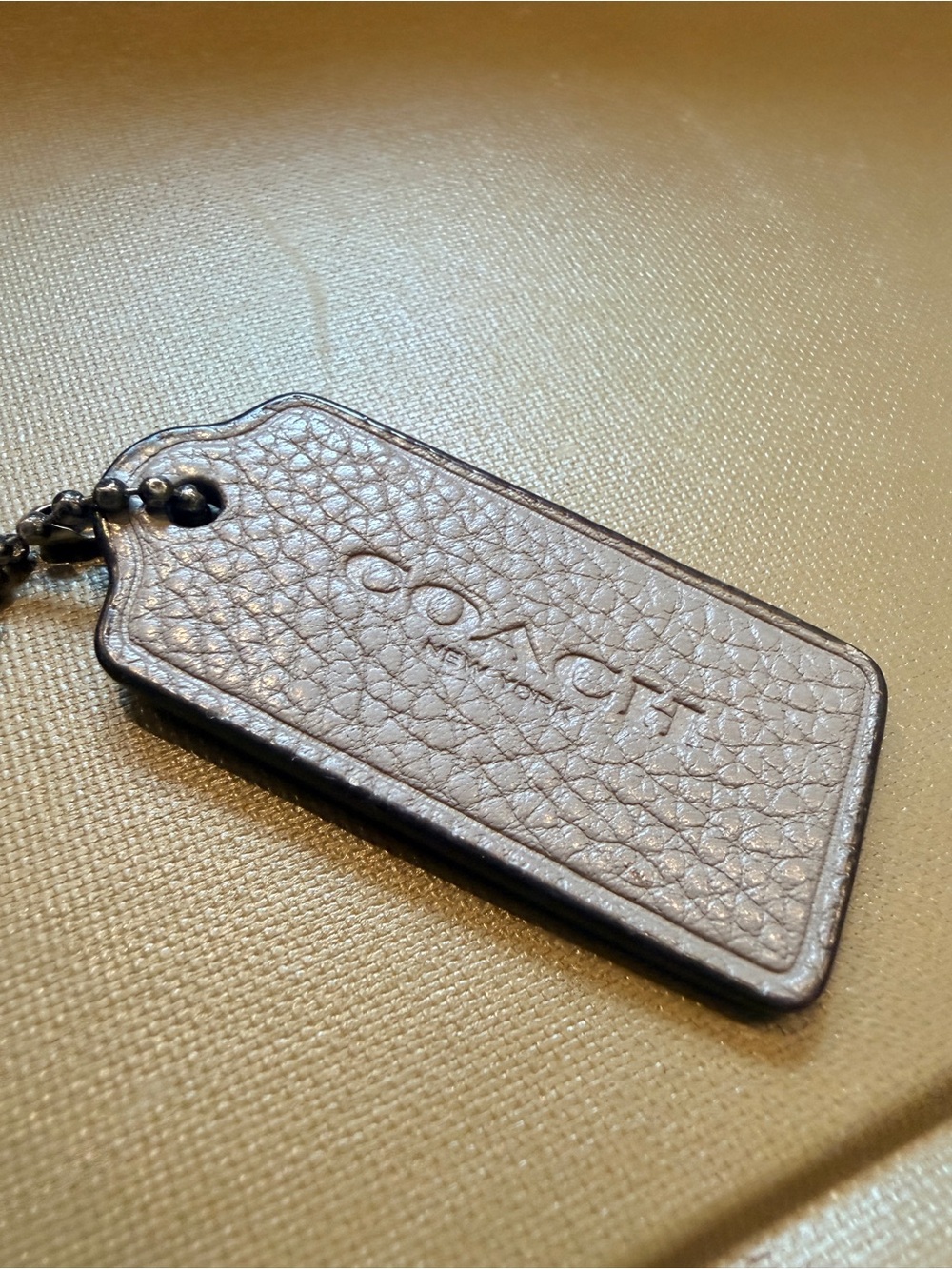 Coach Gray Leather Hangtag Keychain Bag Charm Replacement Tag Vintage